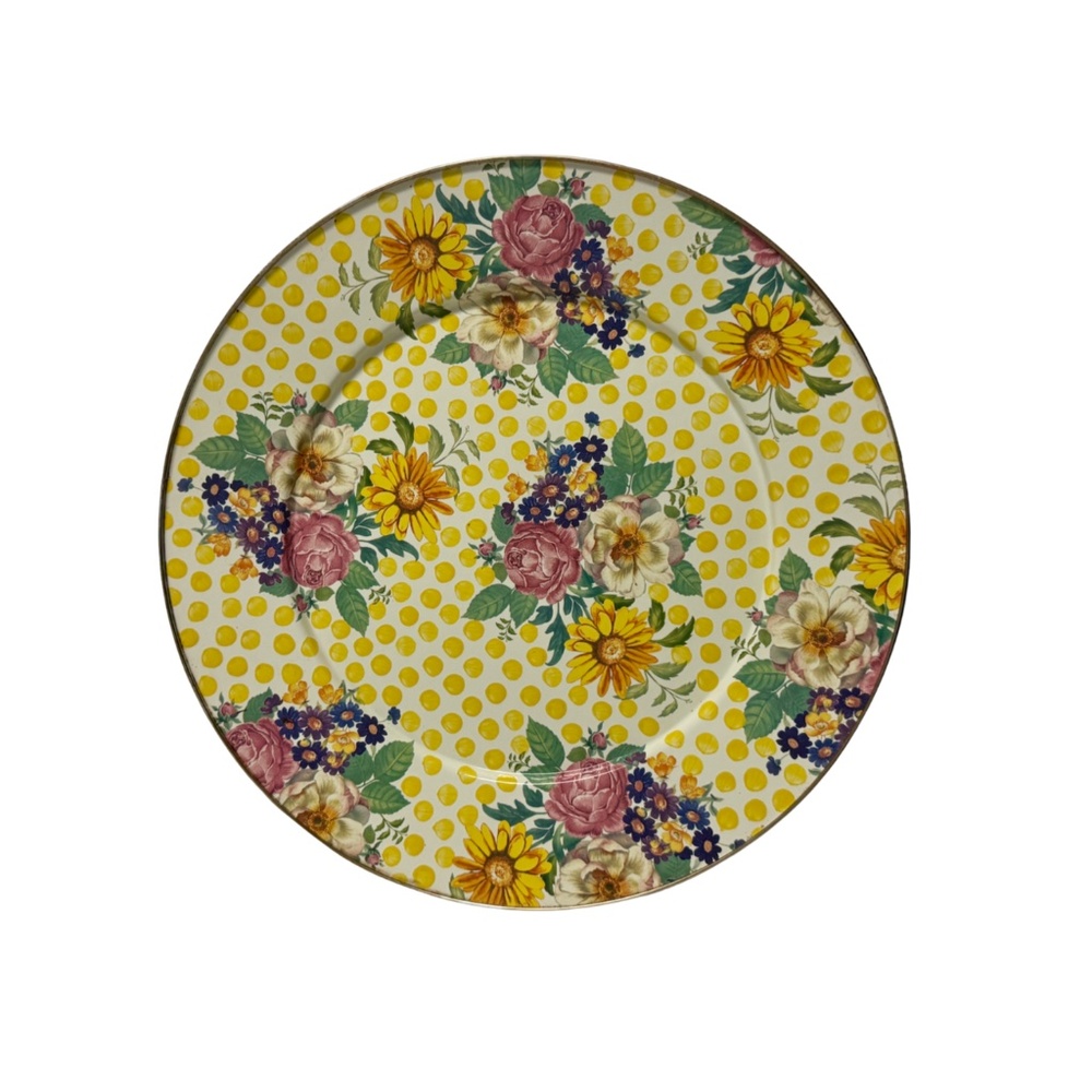 Mackenzie-Childs Vintage Buttercup Enamel Serving Platter 16in